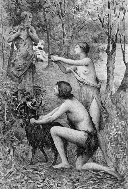 Daphnis And Chloe Making An Offering To Pan by Raphael Collin, 1890
